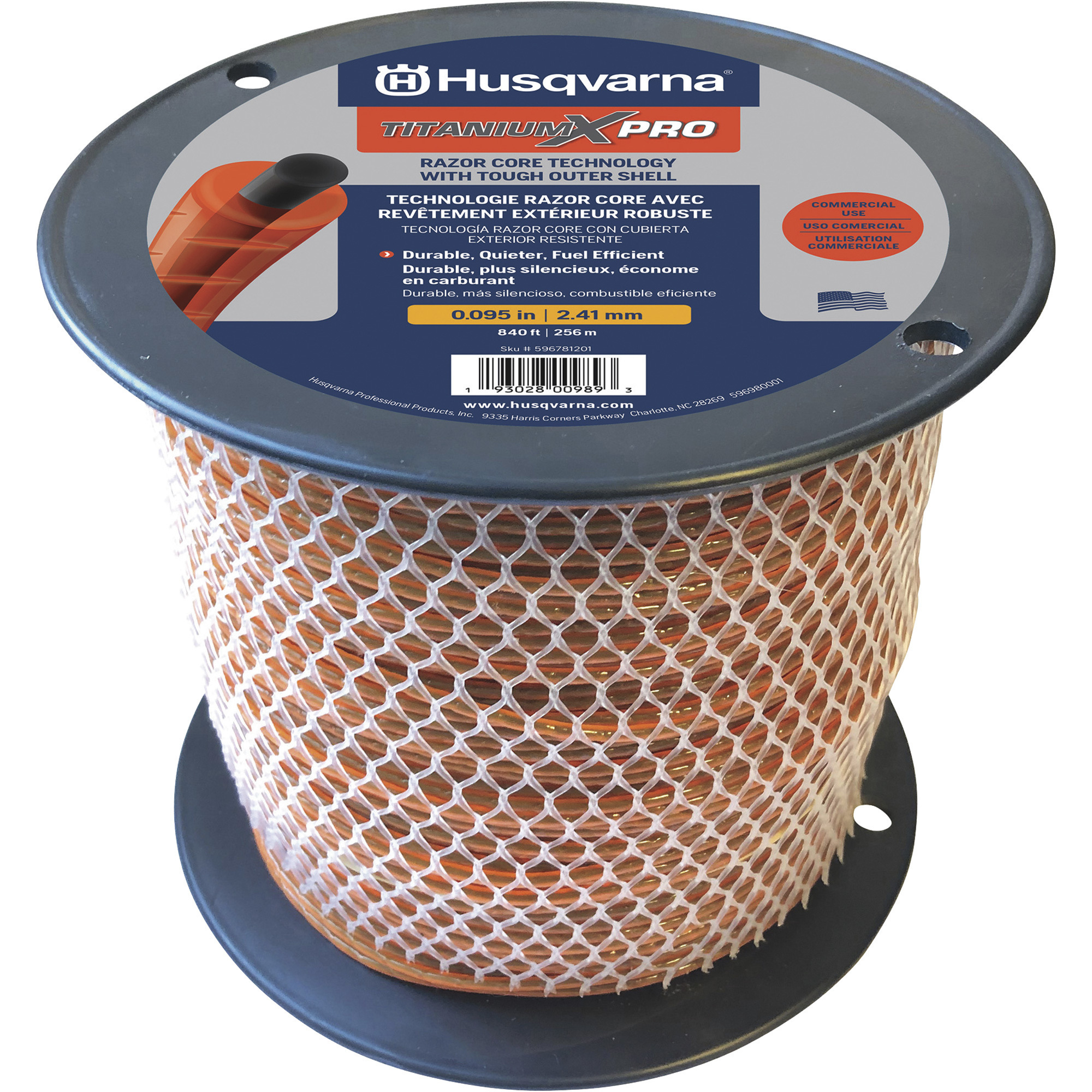 Husqvarna Titanium XPro Trimmer Line, 0.095in.Dia. x 840ft.L, 3-Lb. Spool